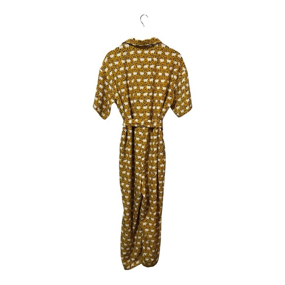 Monki Mustard Button Up Belted Jumpsuit w/ Pockets Plus Size 2X - Picture 4 of 6